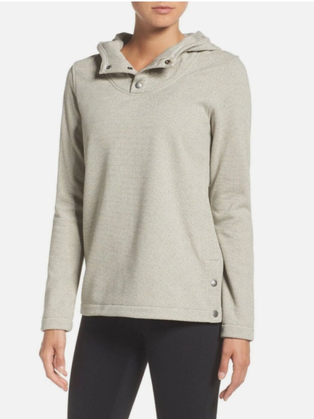 TNF Womens |M| Sweater Knit Stitch Snap Fleece Pullover in Wild Oat Heather